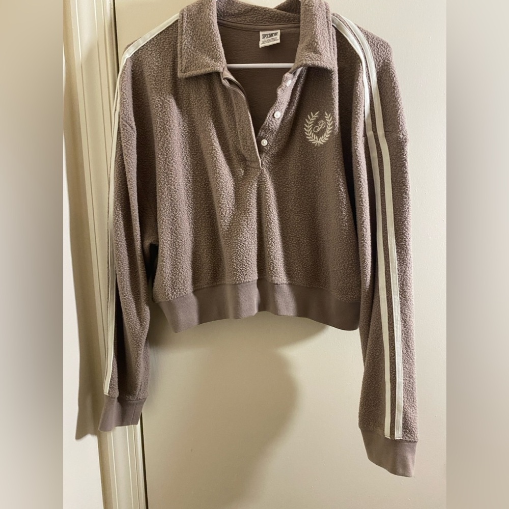 PINK Victoria's Secret Beige Fleece Pullover